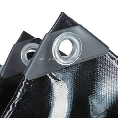 Tarpaulin noir avec 500D-1500D Nombre de fils Tarpe imperméable à l'eau feuille de travail lourd HQ 250 g/sm