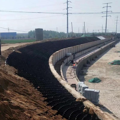 Géocelle en plastique HDPE pour la protection des pentes dans le réseau terrestre des hôtels en noir