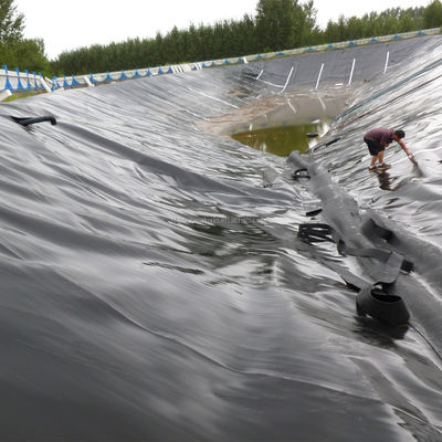 L'eau de l'étang est étanche à l'eau par une géomembrane en HDPE noire de 1 mm pour l'aquafarm.